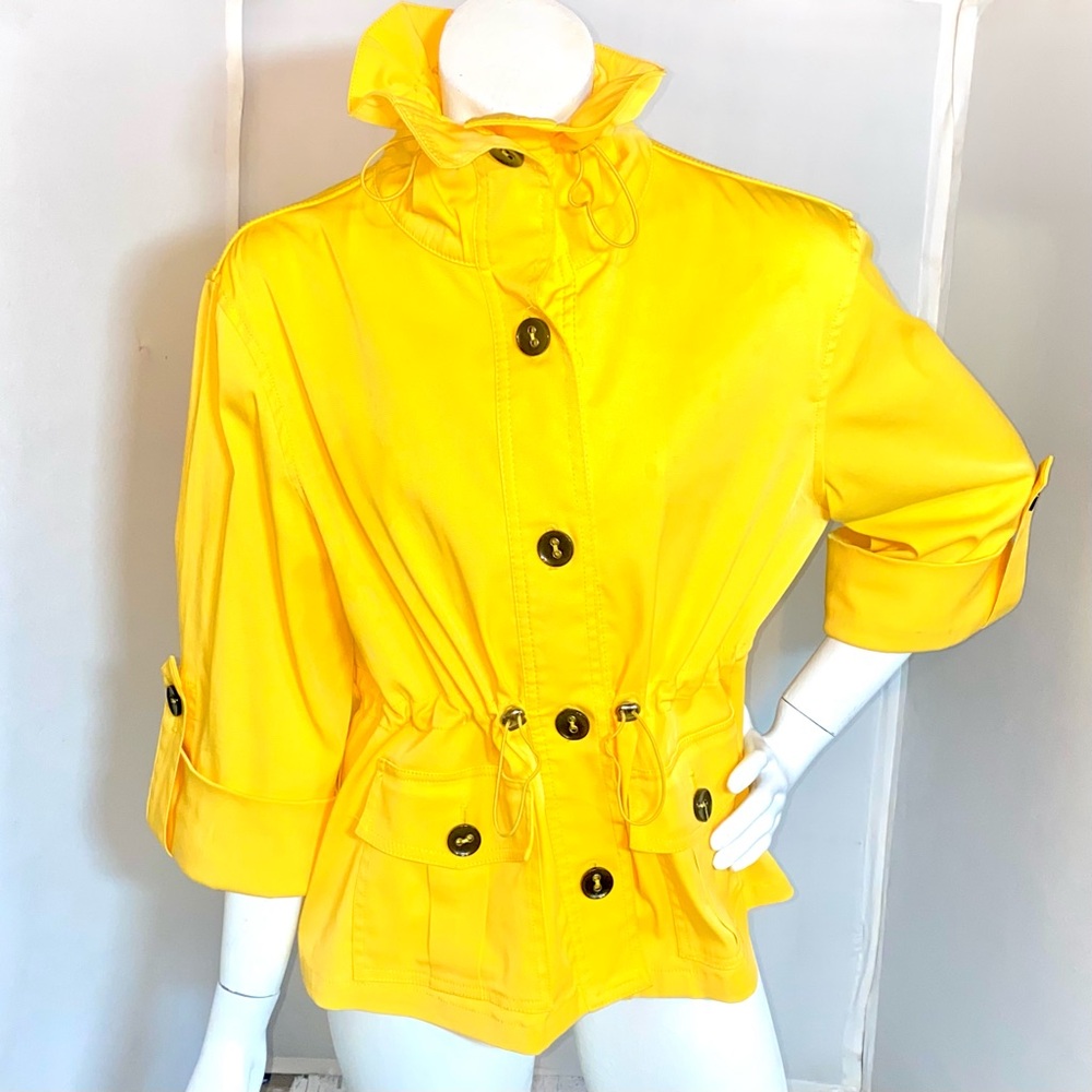 Ruby Rd. Bright Yellow Drawstring Utility Jacket - image 1
